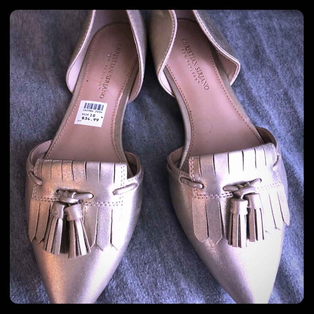 Gold flat shoes size 10